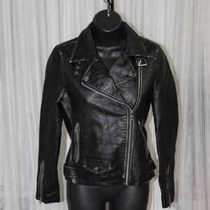 Topshop Black Faux Leather Moto Jacket. Sz. 4